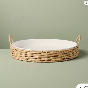 NWT Hearth and Hand Magnolia Round Woven Basket Tray with Handles